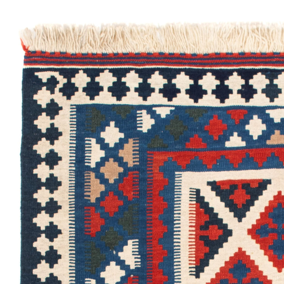 Kelim Carpet - orientalisk matta kvadrat  - 108 x 103 cm - blå