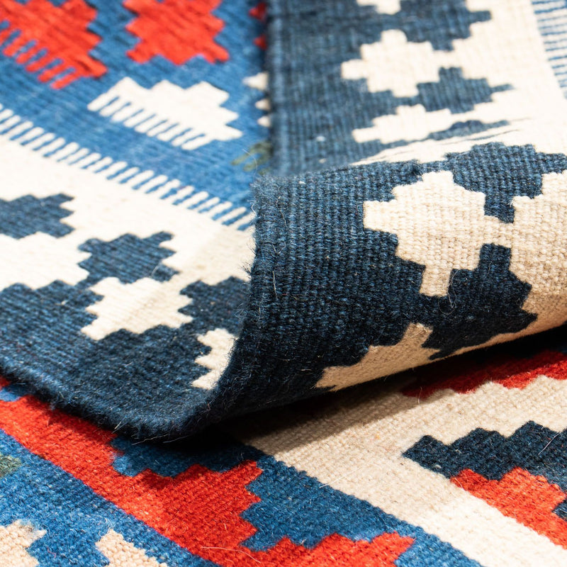 Kelim Carpet - orientalisk matta kvadrat  - 108 x 103 cm - blå