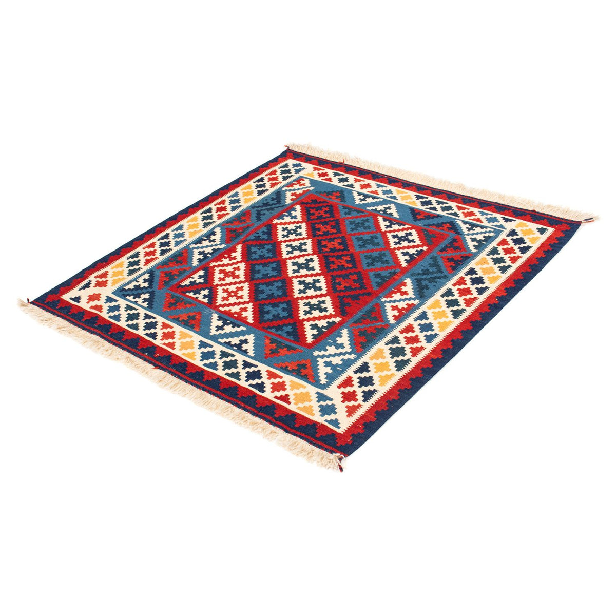 Kelim Carpet - orientalisk matta kvadrat  - 105 x 102 cm - flerfärgad