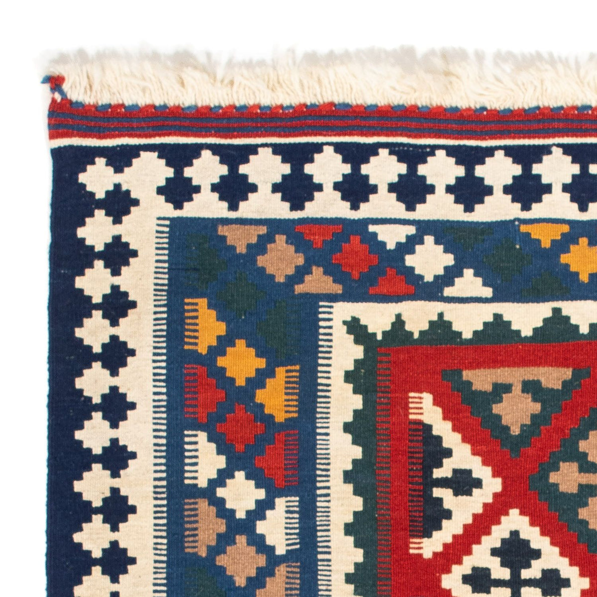 Kelim Carpet - orientalisk matta kvadrat  - 104 x 98 cm - blå