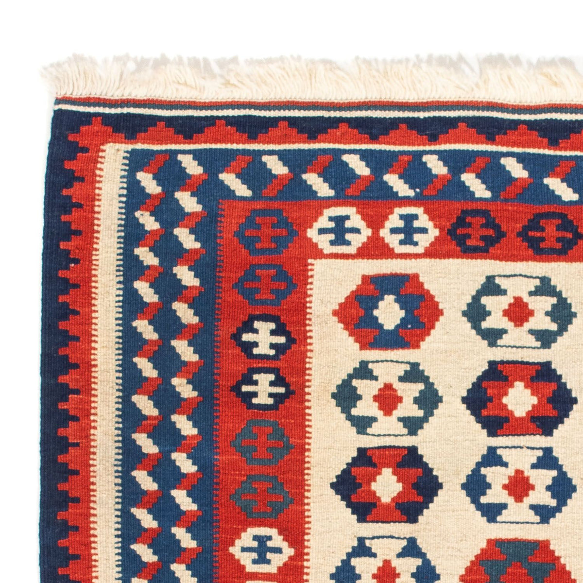 Kelim Carpet - orientalisk matta kvadrat  - 103 x 103 cm - beige