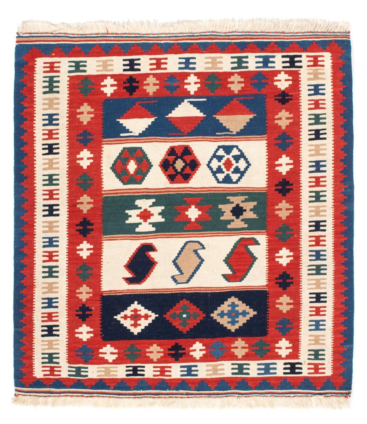 Kelim Carpet - orientalisk matta kvadrat  - 106 x 100 cm - flerfärgad