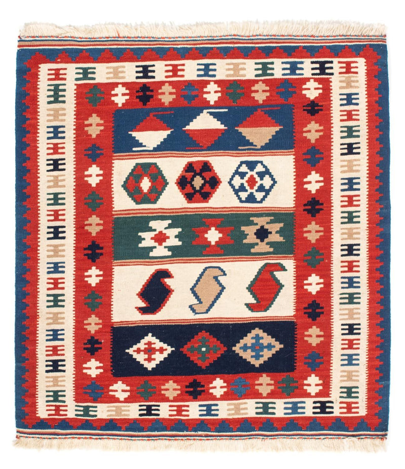 Kelim Carpet - orientalisk matta kvadrat  - 106 x 100 cm - flerfärgad