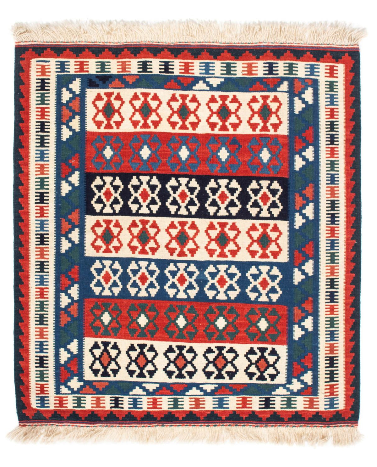 Kelim Carpet - orientalisk matta kvadrat  - 110 x 100 cm - blå