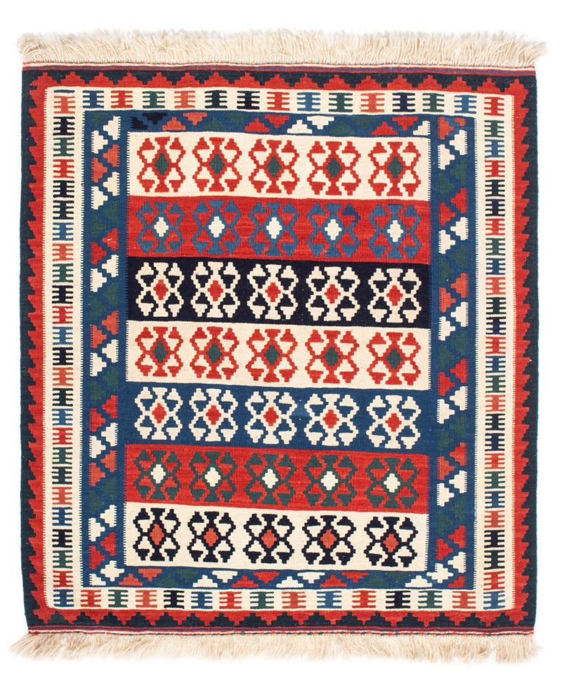 Kelim Carpet - orientalisk matta kvadrat  - 110 x 100 cm - blå