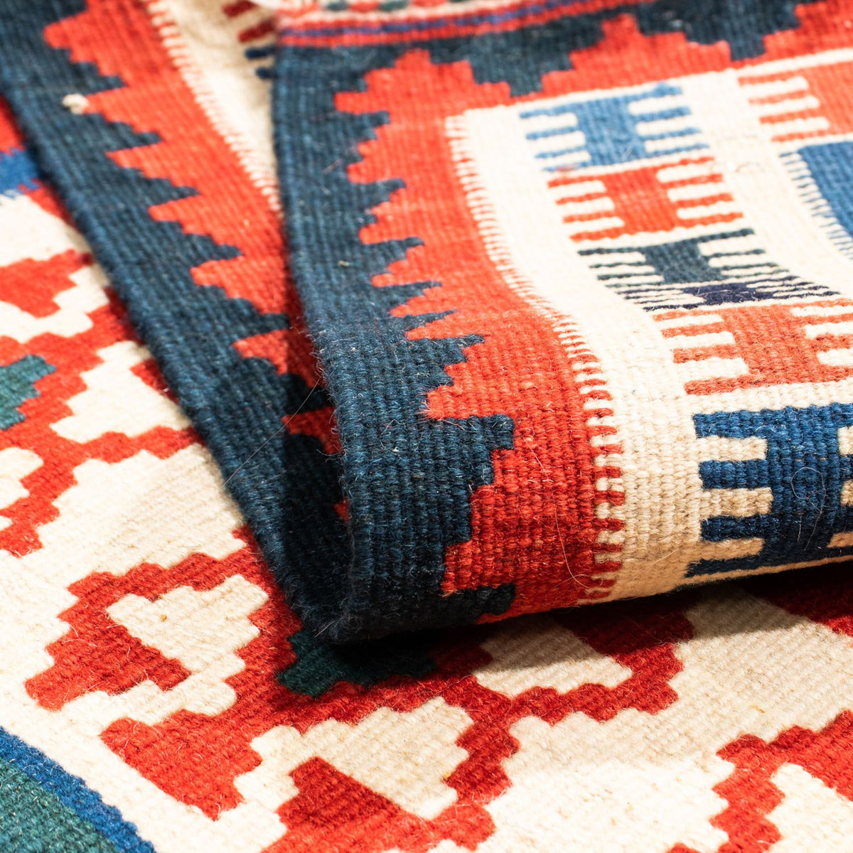 Kelim Carpet - orientalisk matta kvadrat  - 110 x 100 cm - blå