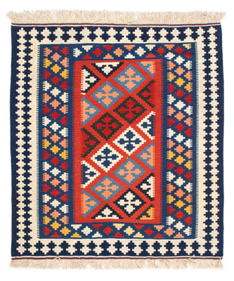 Kelim Carpet - orientalisk matta kvadrat  - 118 x 102 cm - blå