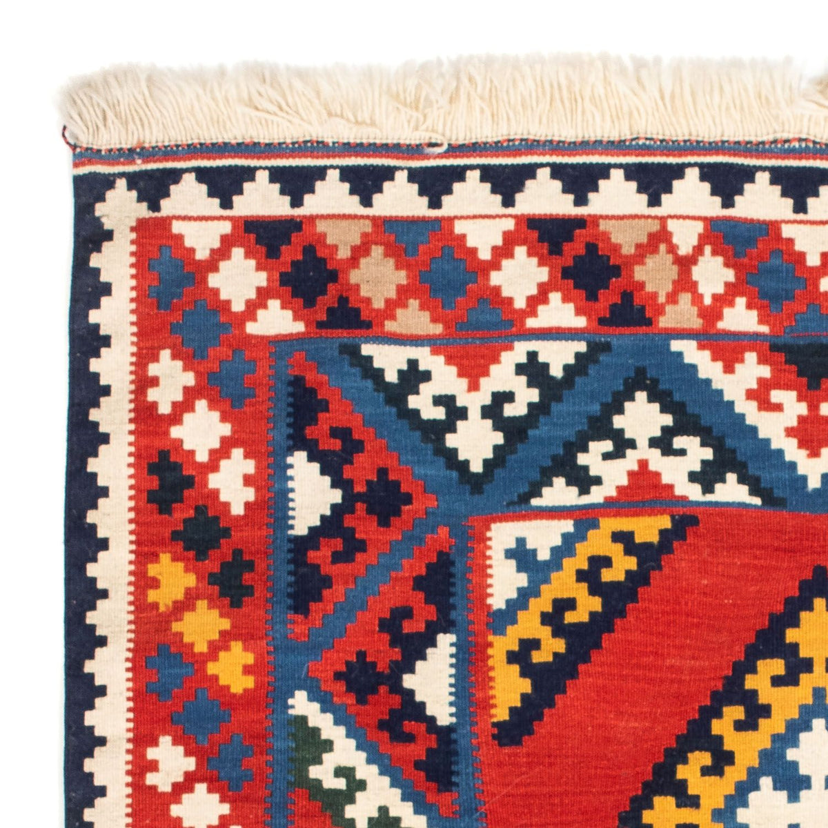 Kelim Carpet - orientalisk matta kvadrat  - 113 x 110 cm - röd