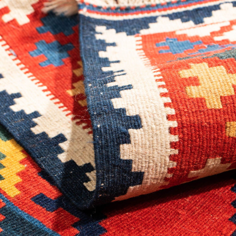 Kelim Carpet - orientalisk matta kvadrat  - 113 x 110 cm - röd