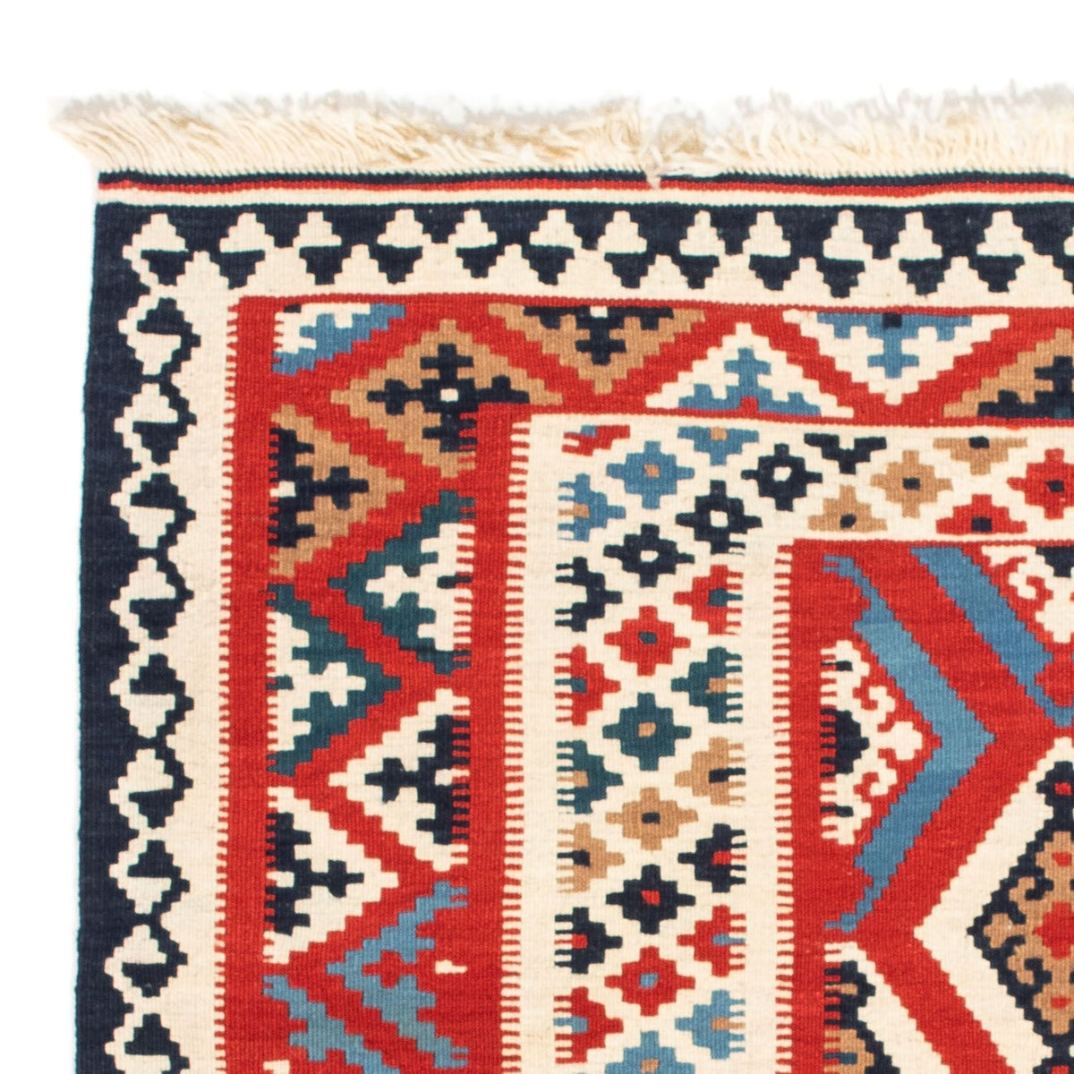 Kelim Carpet - orientalisk matta kvadrat  - 108 x 105 cm - röd