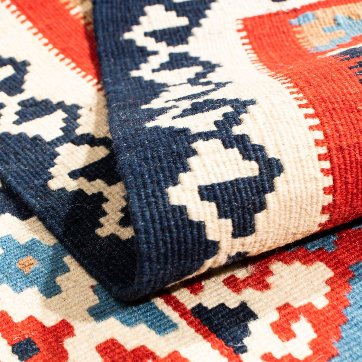 Kelim Carpet - orientalisk matta kvadrat  - 108 x 105 cm - röd