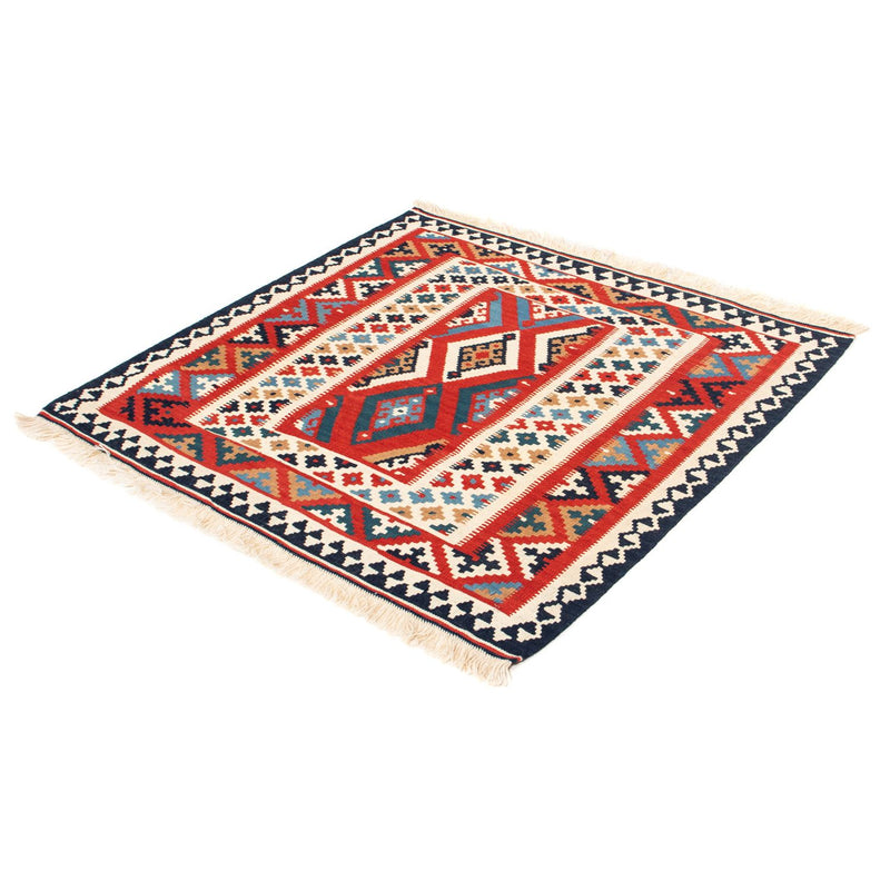 Kelim Carpet - orientalisk matta kvadrat  - 108 x 105 cm - röd