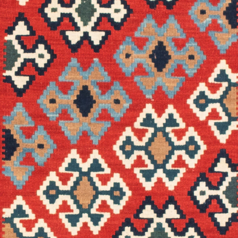 Kelim Carpet - orientalisk matta kvadrat  - 108 x 101 cm - röd