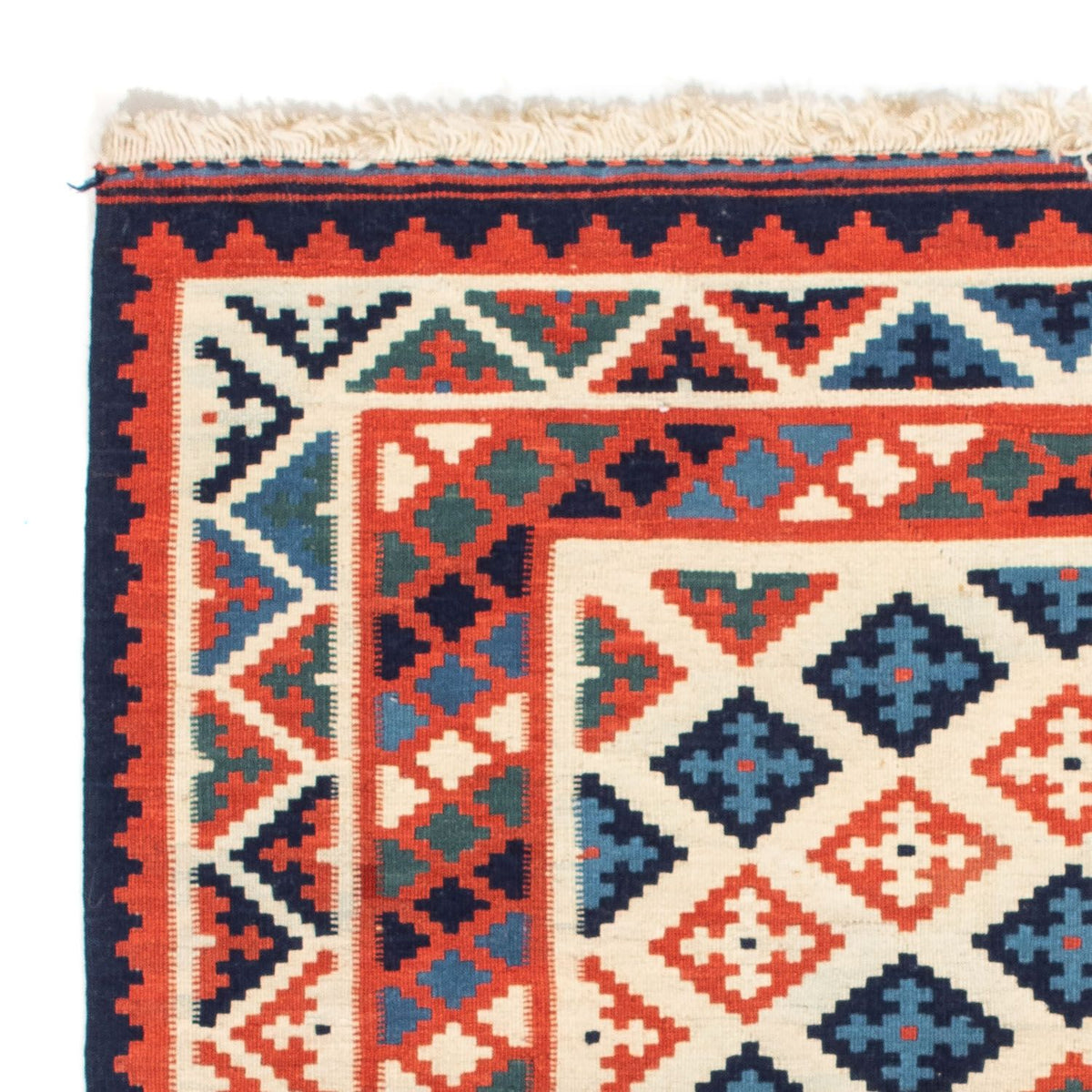 Kelim Carpet - orientalisk matta kvadrat  - 110 x 104 cm - rost