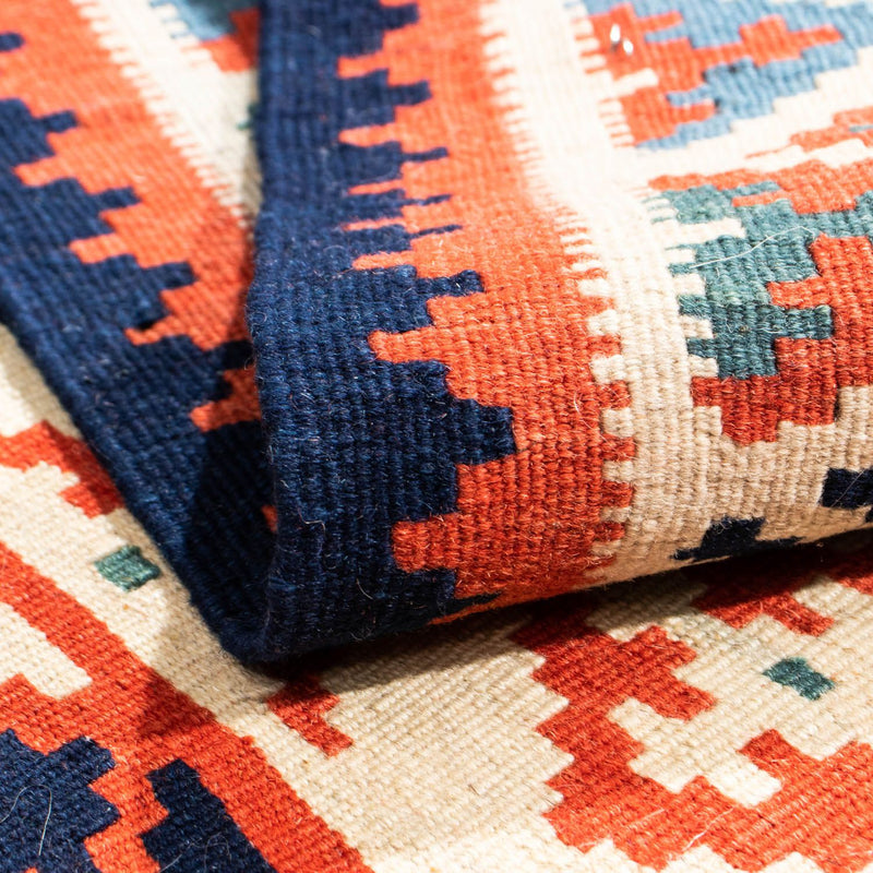 Kelim Carpet - orientalisk matta kvadrat  - 110 x 104 cm - rost