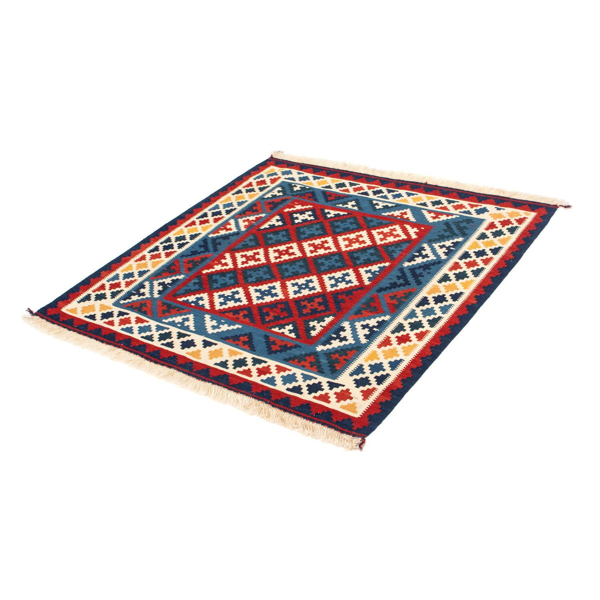 Kelim Carpet - orientalisk matta kvadrat  - 105 x 104 cm - flerfärgad