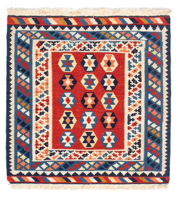 Kelim Carpet - orientalisk matta kvadrat  - 110 x 105 cm - blå