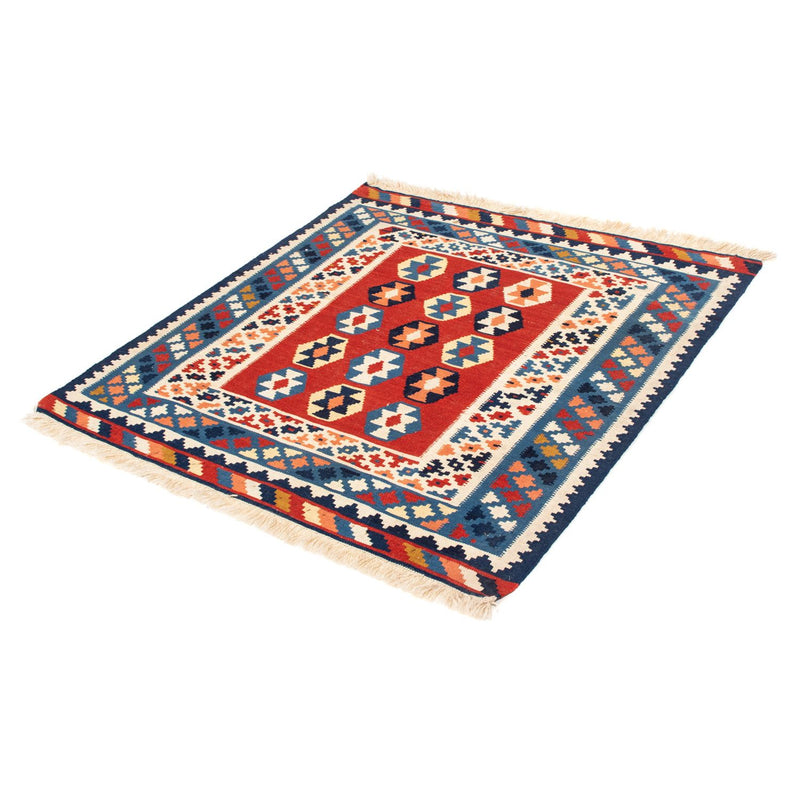 Kelim Carpet - orientalisk matta kvadrat  - 110 x 105 cm - blå
