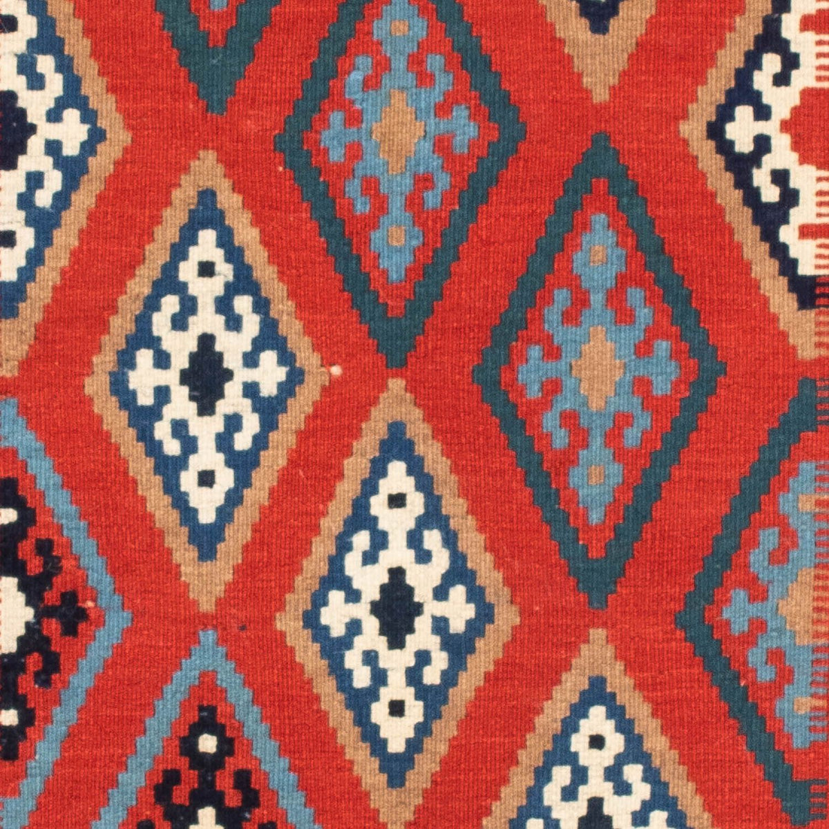 Kelim Carpet - orientalisk matta kvadrat  - 100 x 98 cm - blå