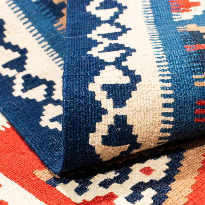 Kelim Carpet - orientalisk matta kvadrat  - 100 x 98 cm - blå