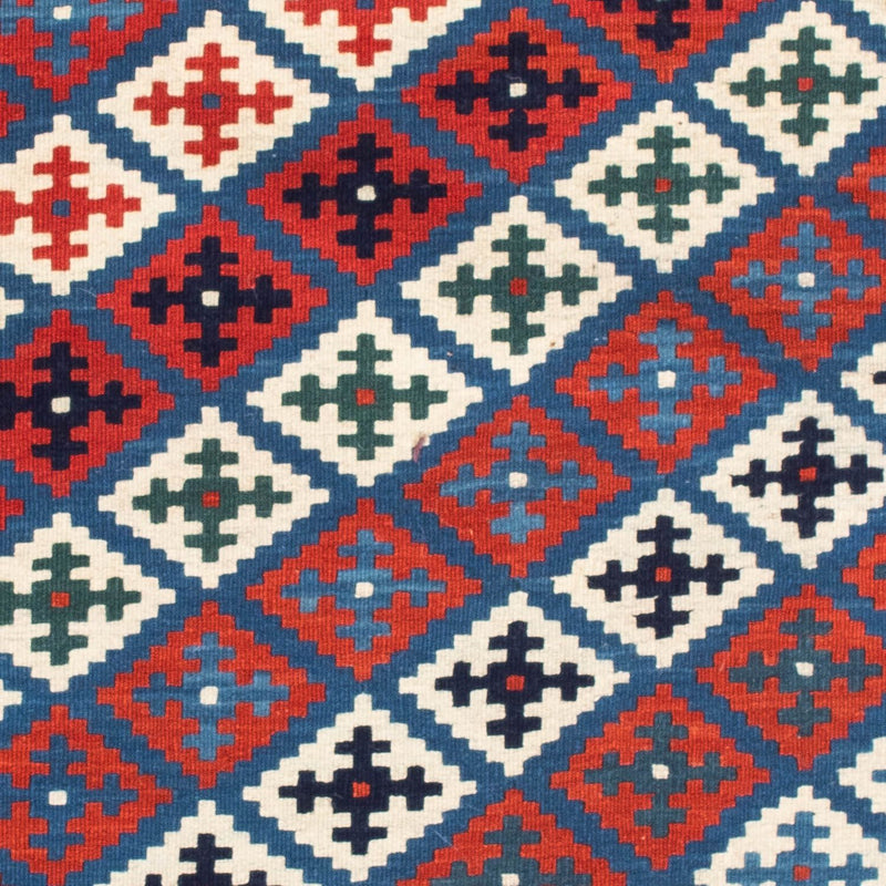 Kelim Carpet - orientalisk matta kvadrat  - 105 x 103 cm - blå