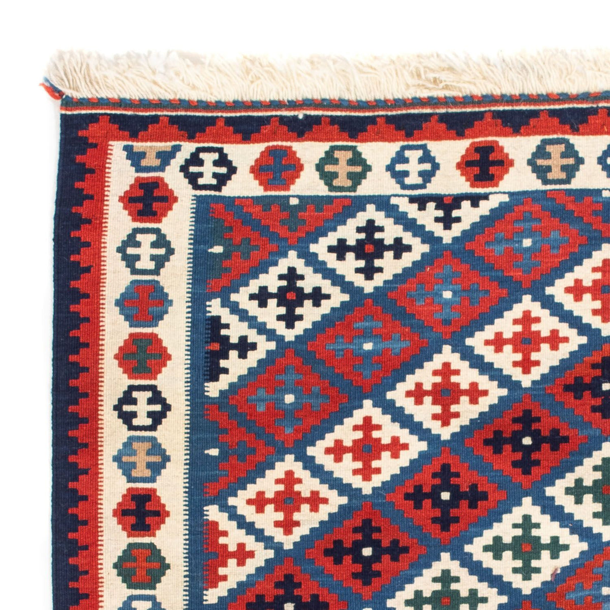 Kelim Carpet - orientalisk matta kvadrat  - 105 x 103 cm - blå