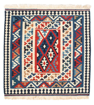Kelim Carpet - orientalisk matta kvadrat  - 103 x 103 cm - blå