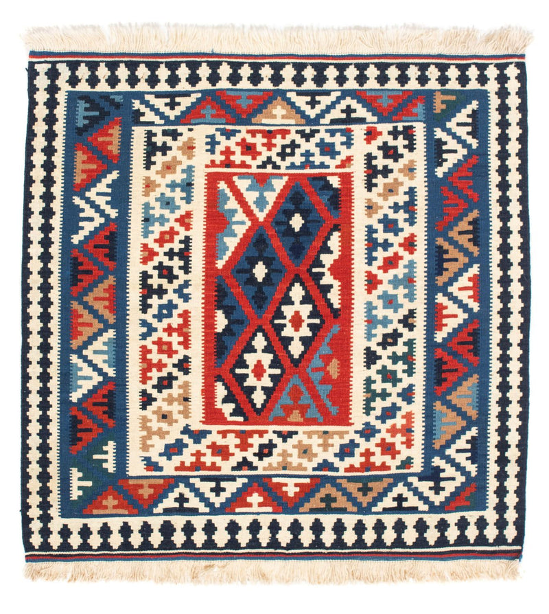 Kelim Carpet - orientalisk matta kvadrat  - 103 x 103 cm - blå