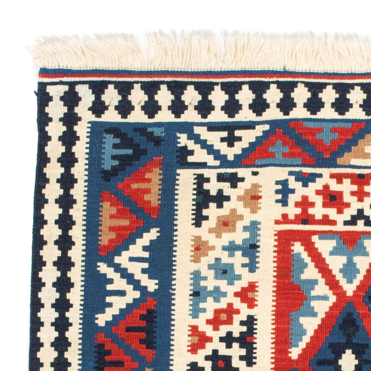 Kelim Carpet - orientalisk matta kvadrat  - 103 x 103 cm - blå