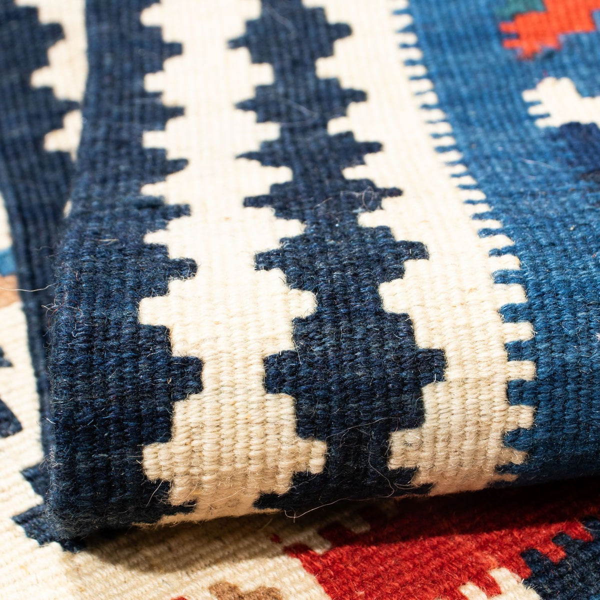 Kelim Carpet - orientalisk matta kvadrat  - 103 x 103 cm - blå