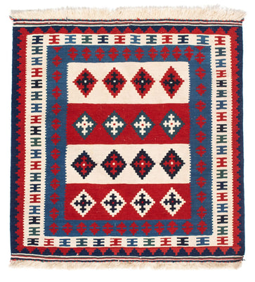 Kelim Carpet - orientalisk matta kvadrat  - 106 x 103 cm - blå