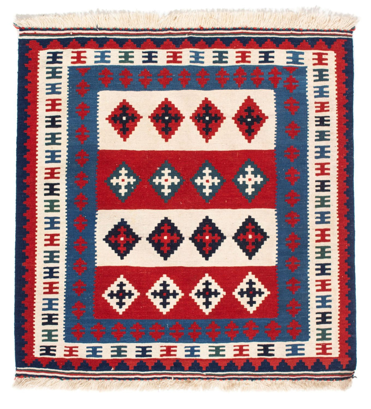 Kelim Carpet - orientalisk matta kvadrat  - 106 x 103 cm - blå