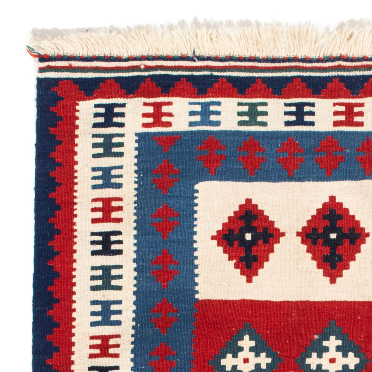 Kelim Carpet - orientalisk matta kvadrat  - 106 x 103 cm - blå