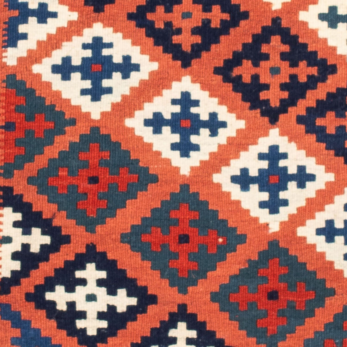 Kelim Carpet - orientalisk matta kvadrat  - 100 x 96 cm - blå