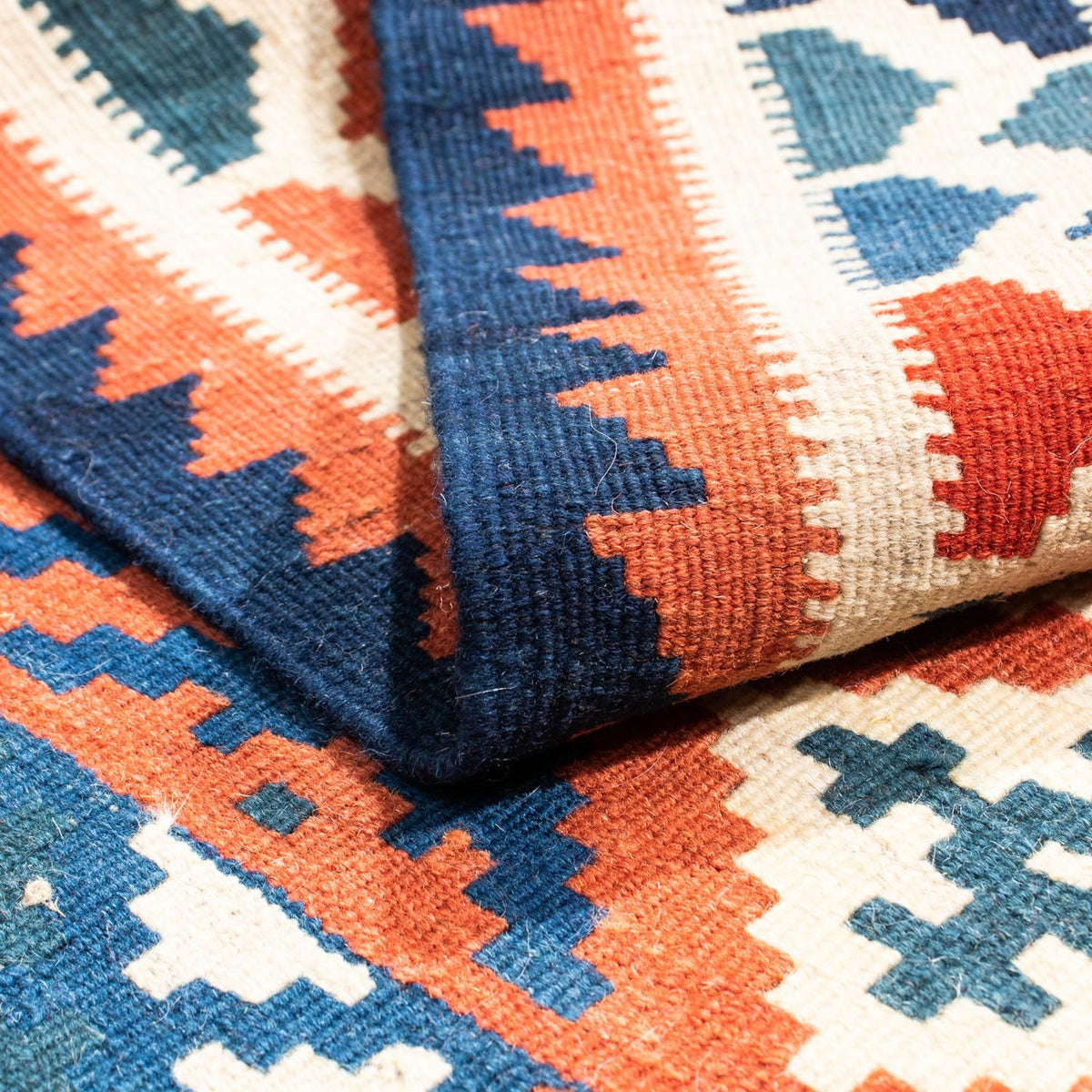 Kelim Carpet - orientalisk matta kvadrat  - 100 x 96 cm - blå