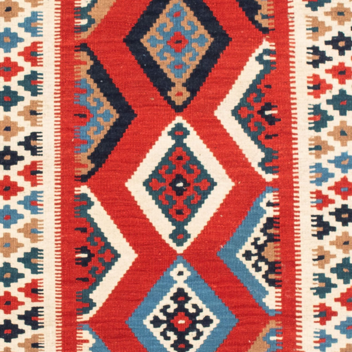 Kelim Carpet - orientalisk matta kvadrat  - 105 x 102 cm - röd