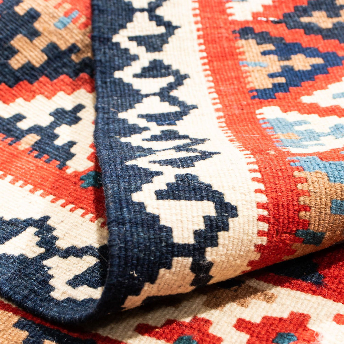 Kelim Carpet - orientalisk matta kvadrat  - 105 x 102 cm - röd