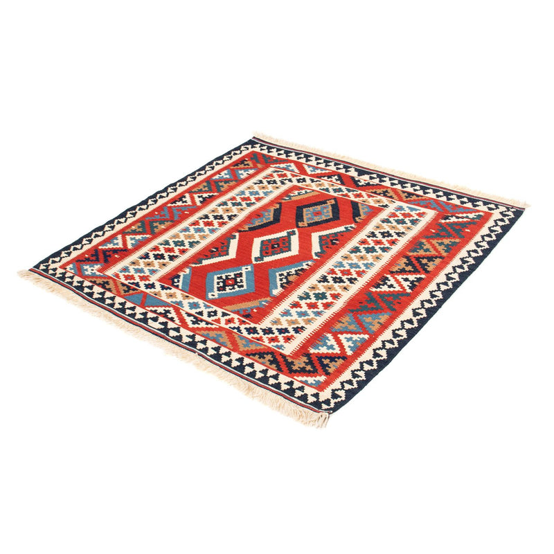 Kelim Carpet - orientalisk matta kvadrat  - 105 x 102 cm - röd