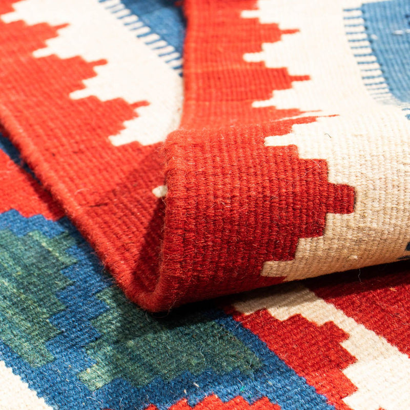 Kelim Carpet - orientalisk matta kvadrat  - 102 x 102 cm - röd