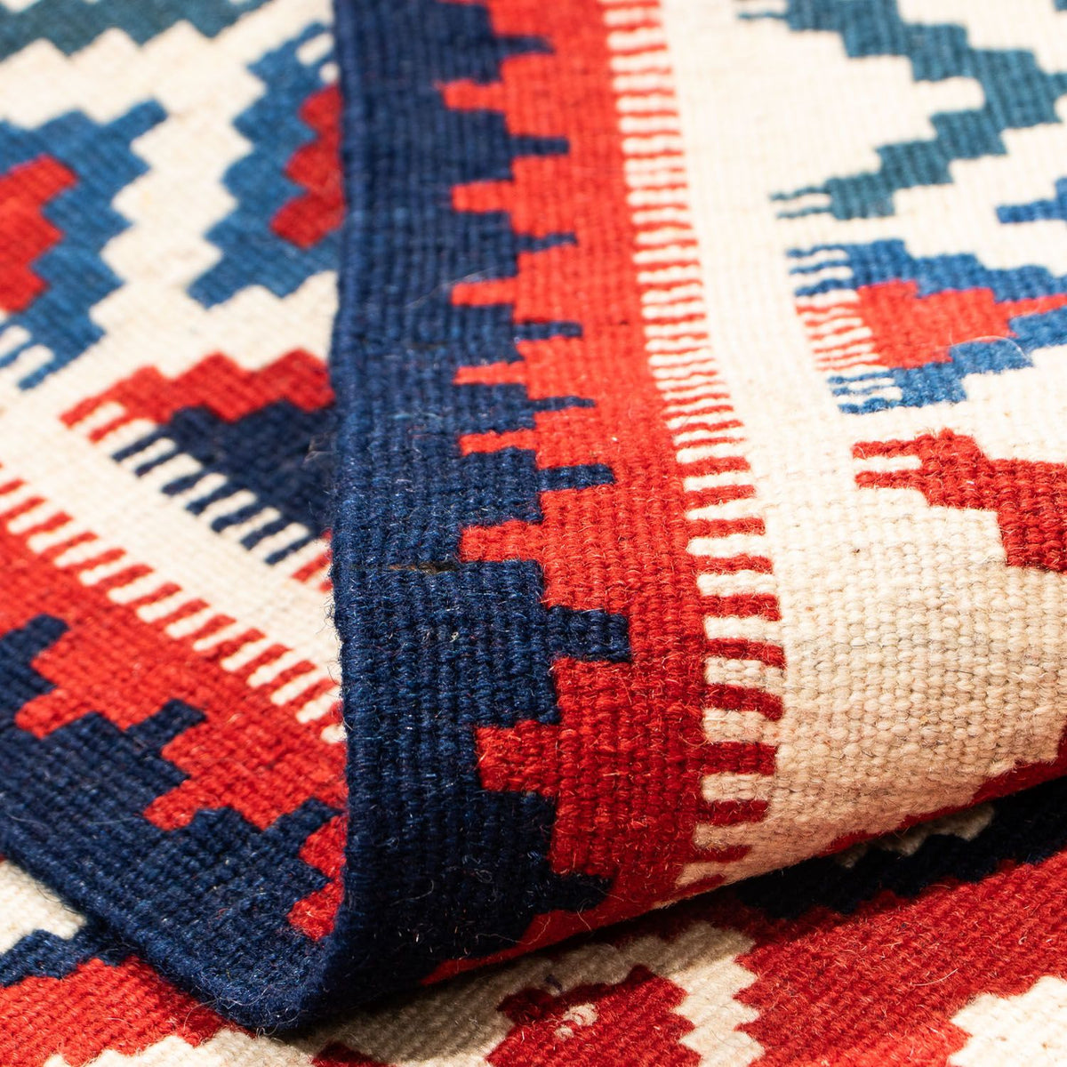 Kelim Carpet - orientalisk matta kvadrat  - 104 x 103 cm - mörkblå