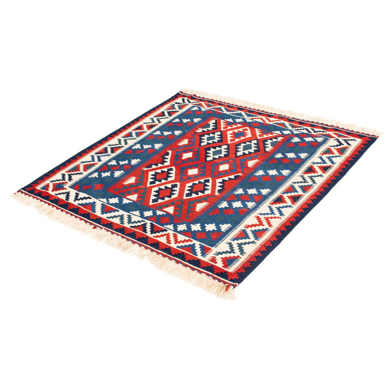 Kelim Carpet - orientalisk matta kvadrat  - 104 x 103 cm - mörkblå