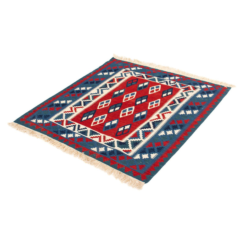 Kelim Carpet - orientalisk matta kvadrat  - 104 x 100 cm - mörkblå