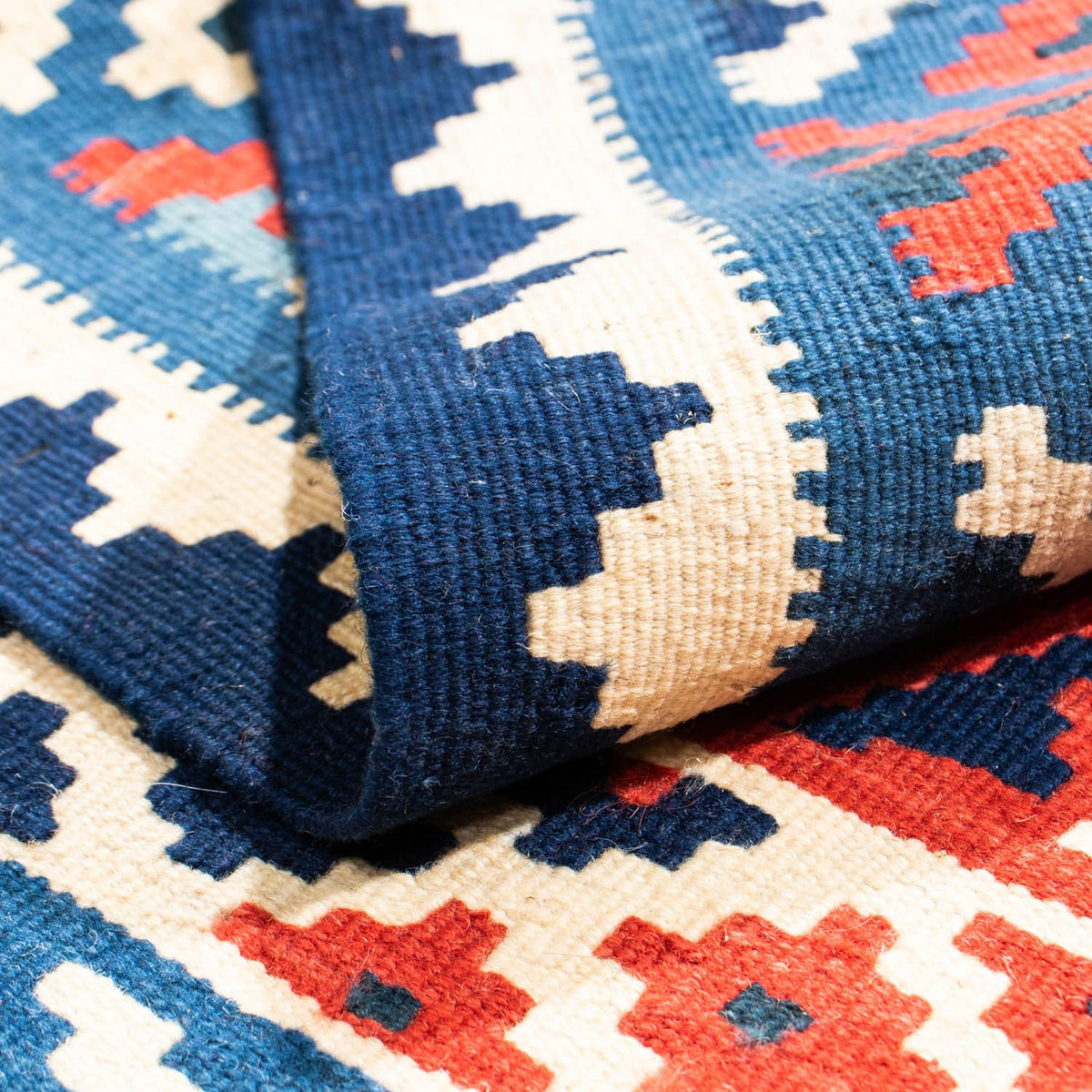 Kelim Carpet - orientalisk matta kvadrat  - 102 x 100 cm - blå