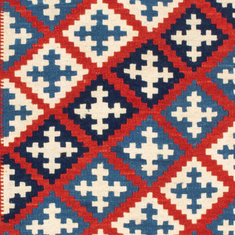 Kelim Carpet - orientalisk matta kvadrat  - 100 x 100 cm - blå