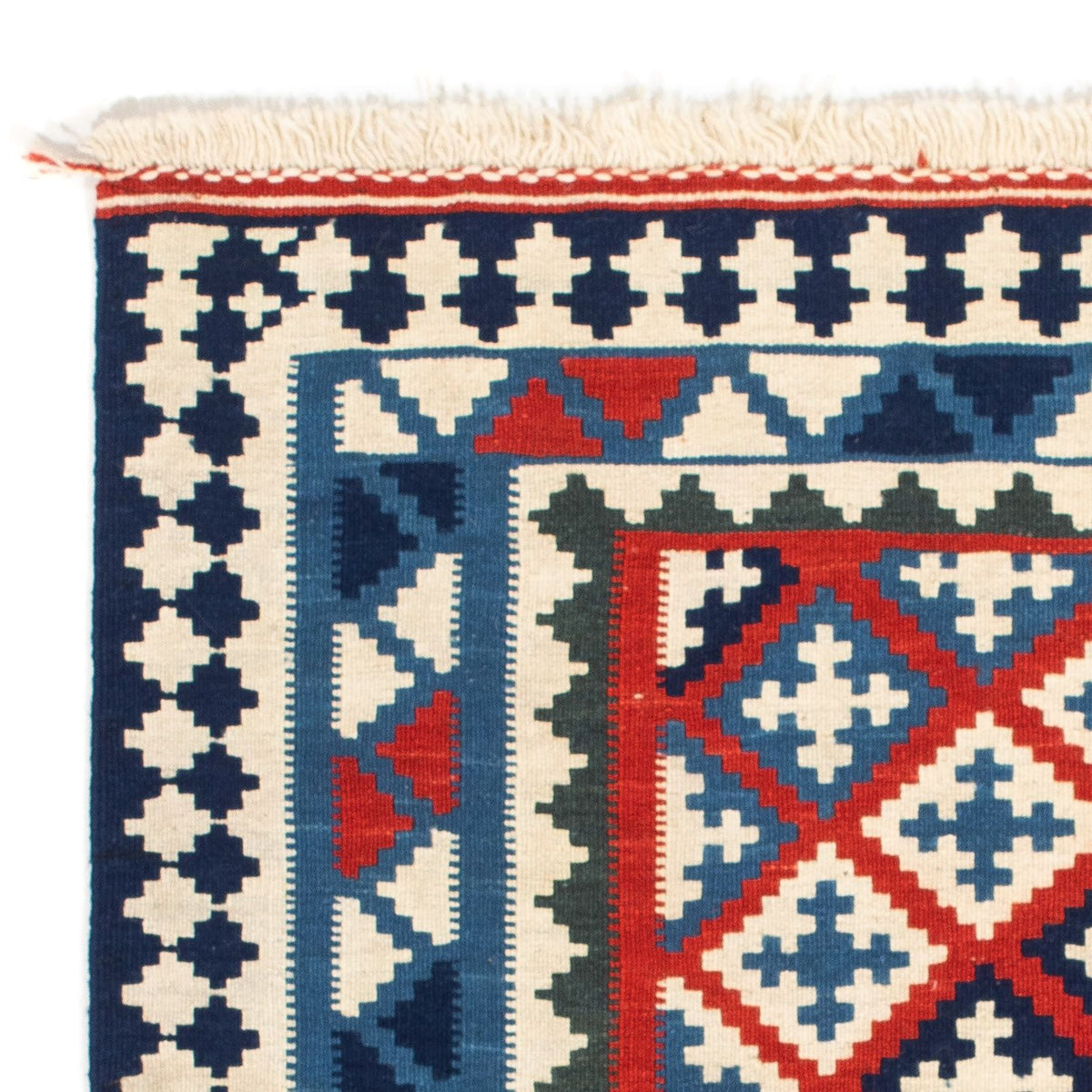 Kelim Carpet - orientalisk matta kvadrat  - 100 x 100 cm - blå