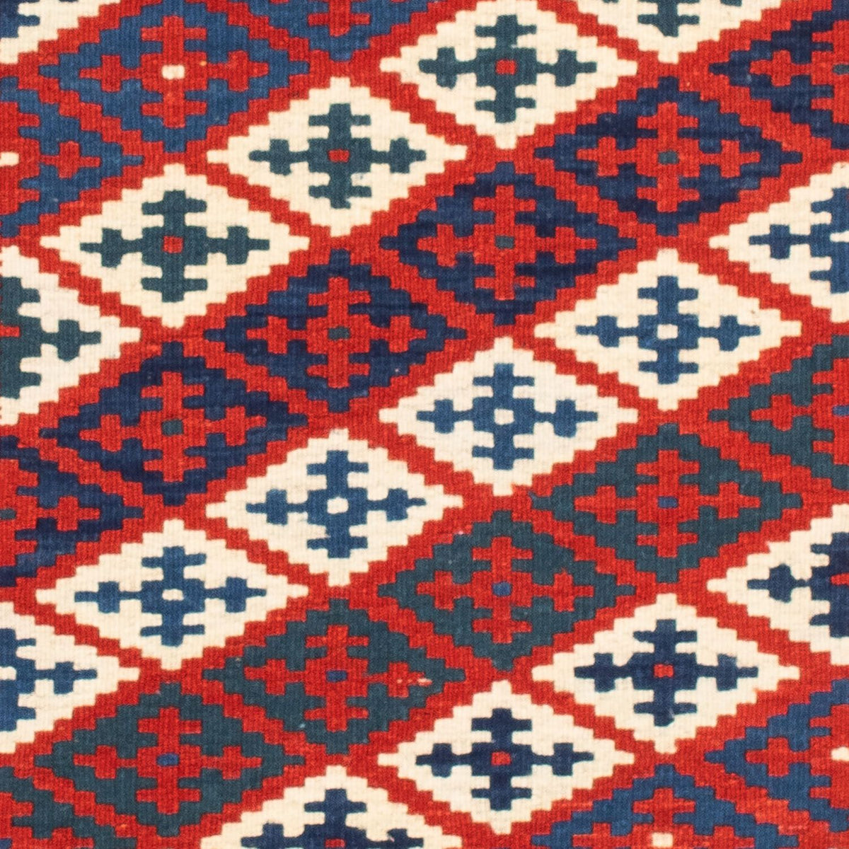 Kelim Carpet - orientalisk matta kvadrat  - 102 x 102 cm - mörkröd