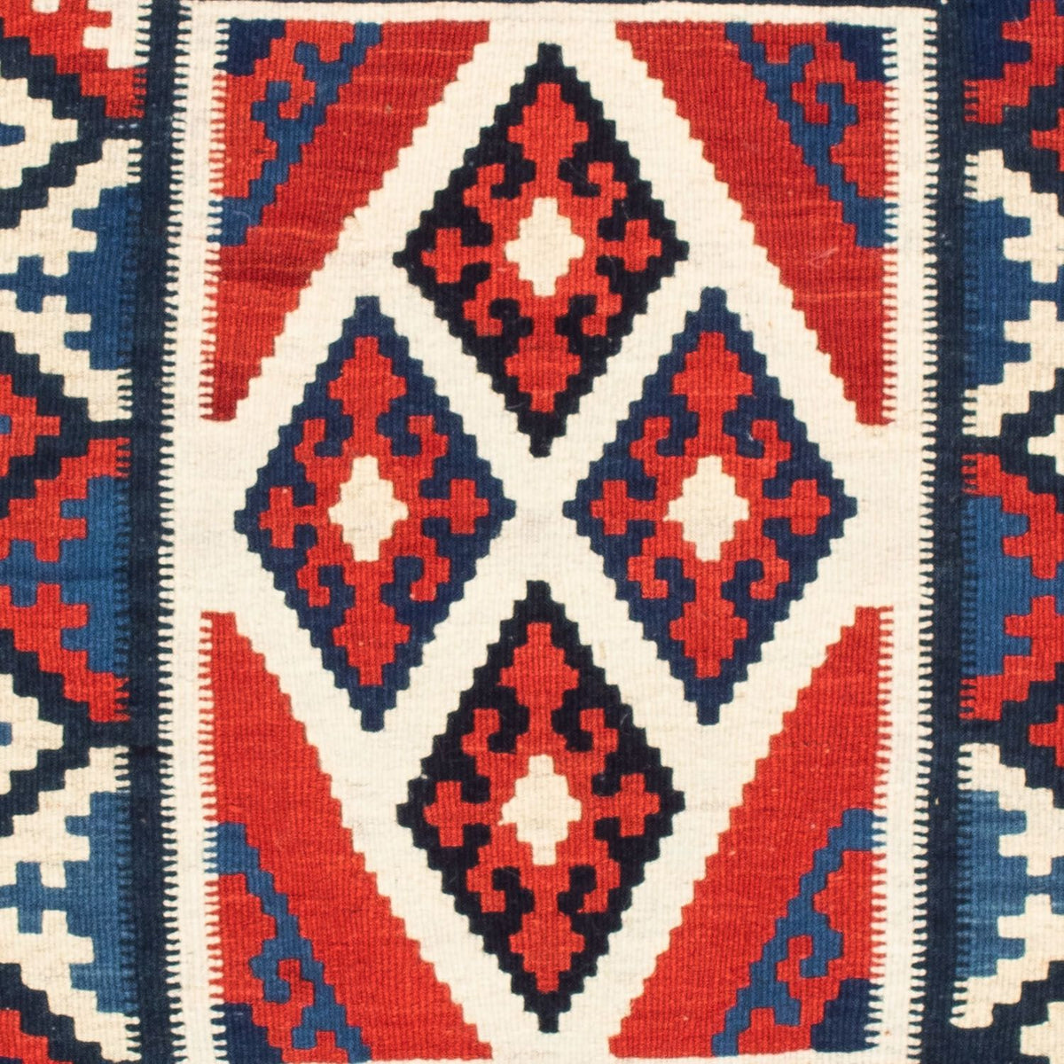 Kelim Carpet - orientalisk matta kvadrat  - 100 x 100 cm - röd