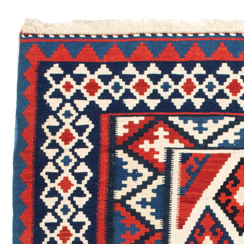 Kelim Carpet - orientalisk matta kvadrat  - 100 x 100 cm - röd