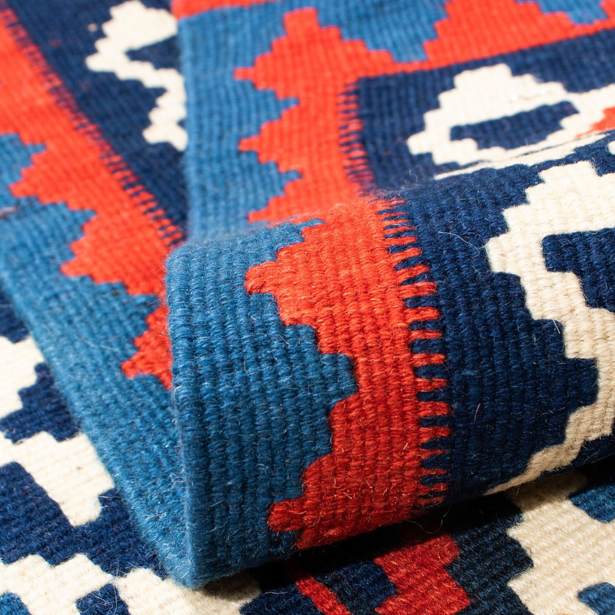 Kelim Carpet - orientalisk matta kvadrat  - 100 x 100 cm - röd