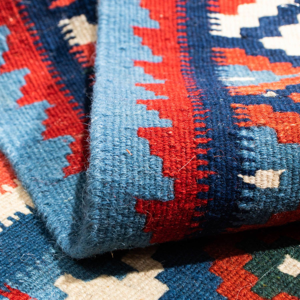 Kelim Carpet - orientalisk matta kvadrat  - 104 x 101 cm - blå